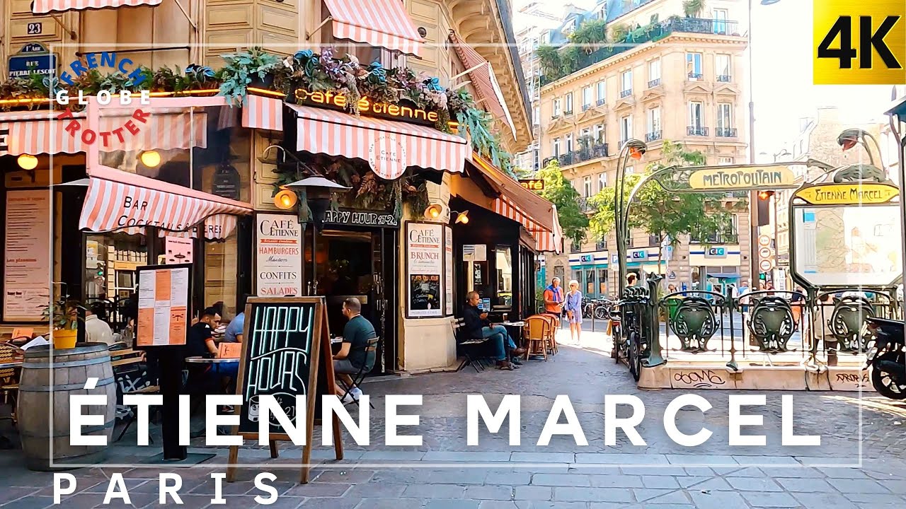 France Paris City Centre Summer Walking 4K 🇫🇷 Étienne Marcel➜ Galarie Vivienne➜ Bourse