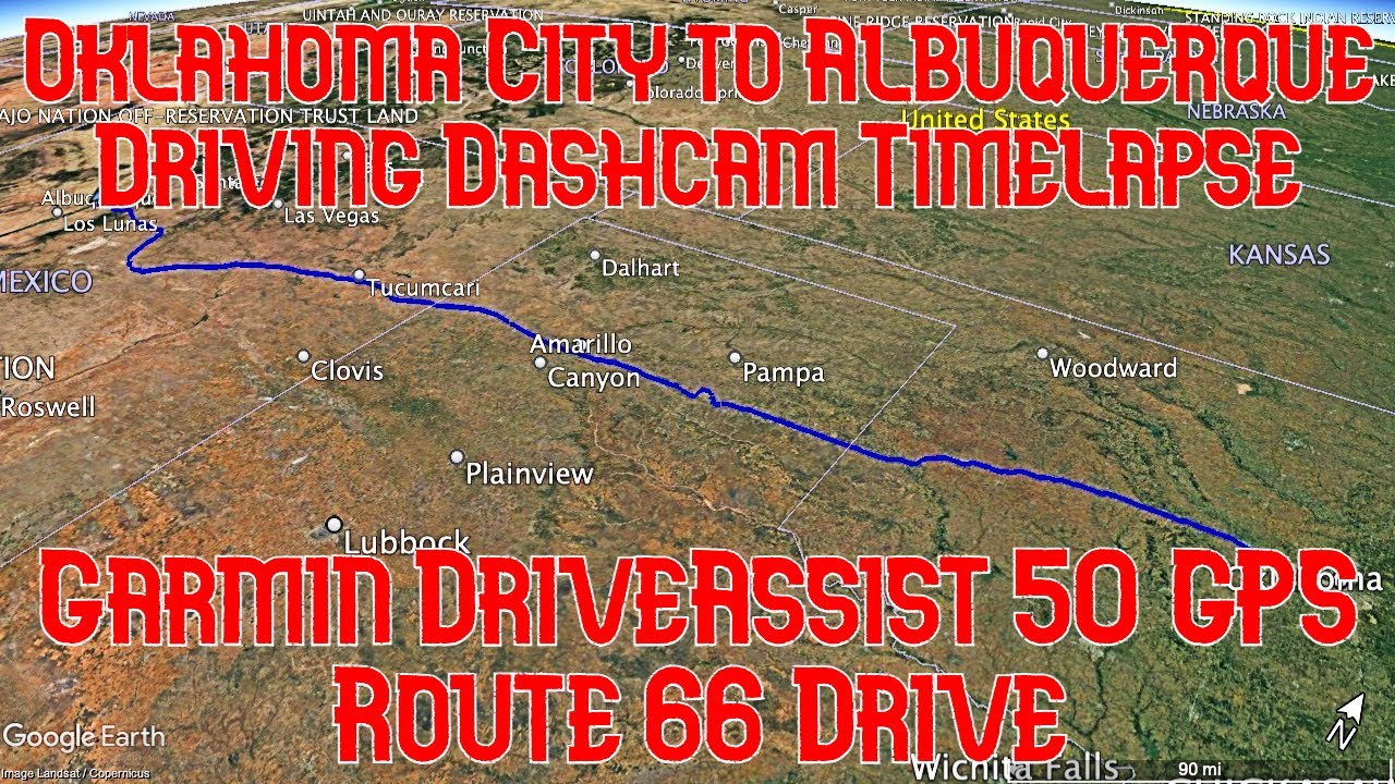 Oklahoma City to Albuquerque Driving Dashcam Timelapse \ Garmin DriveAssist 50 GPS \ Route 66 Drive