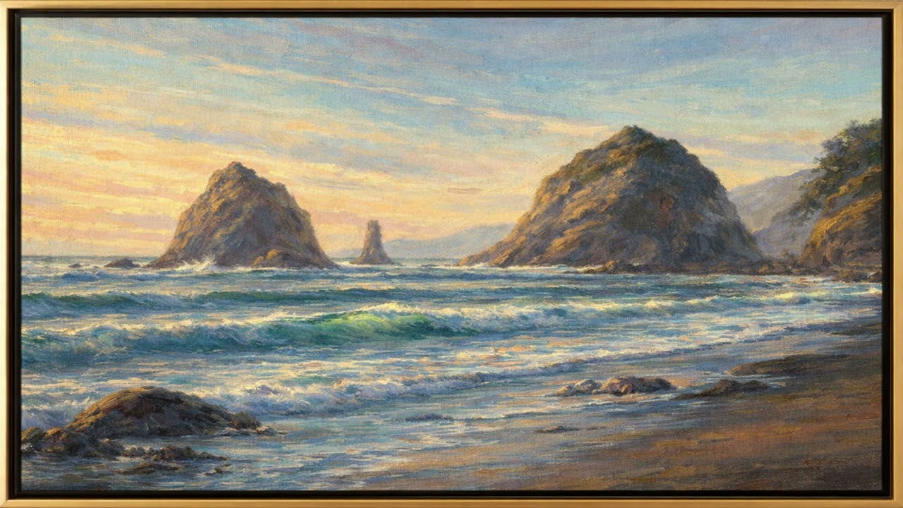 Ecola State Park, Oregon, USA | Timeless Impressionist Cityscape | Frame TV Art