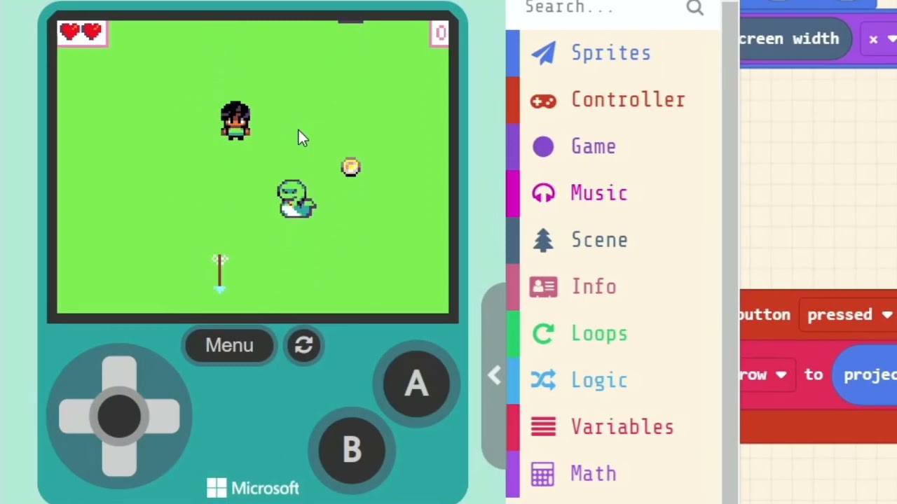 Makecode Arcade Tutorial 6: Creating projectiles