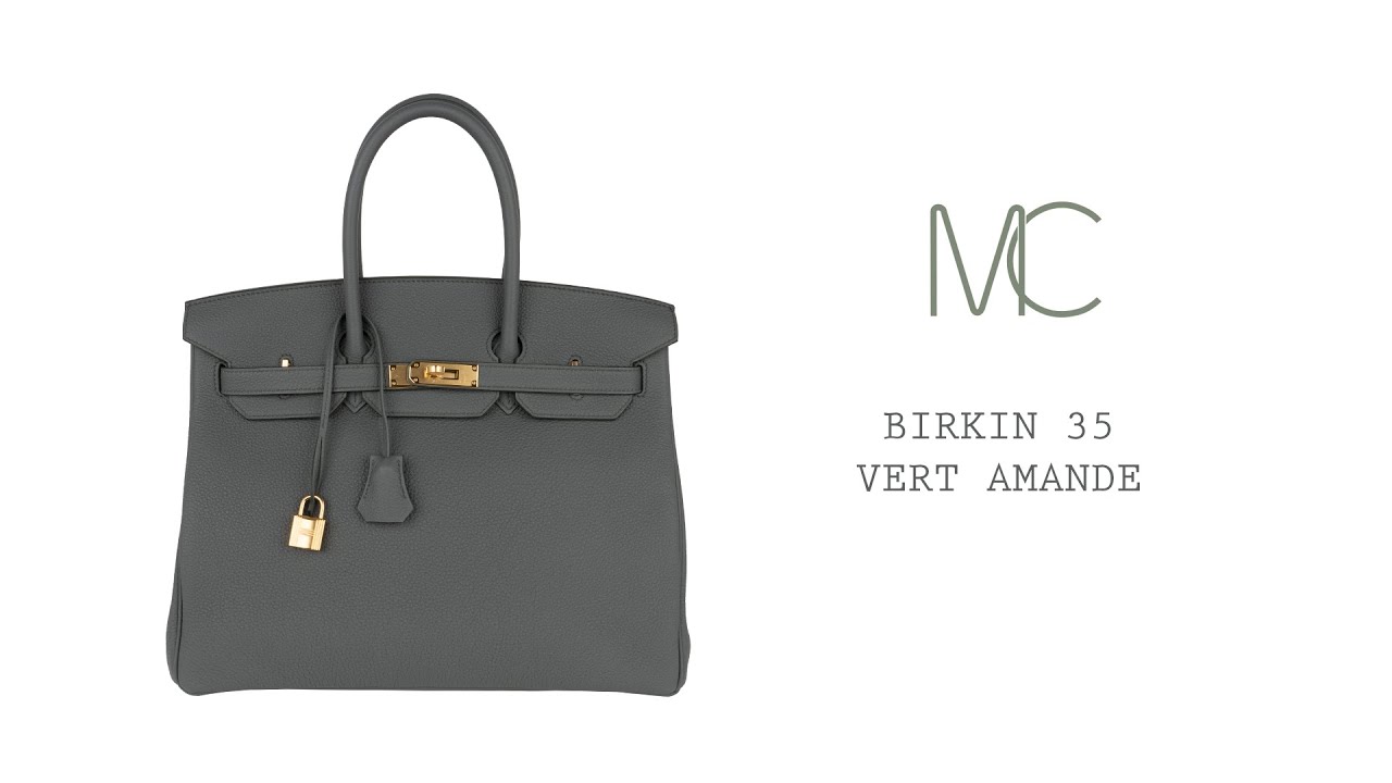 Hermes Birkin 35 Bag Vert Amande Gold Hardware Togo Leather &bull; MIGHTYCHIC &bull;