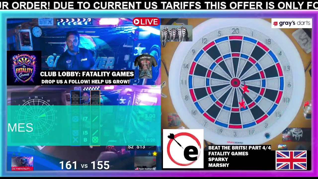 THE FATALITY GAMES: LIVE DARTS BEAT THE BRITS THE FINAL... CHALLENGE US!