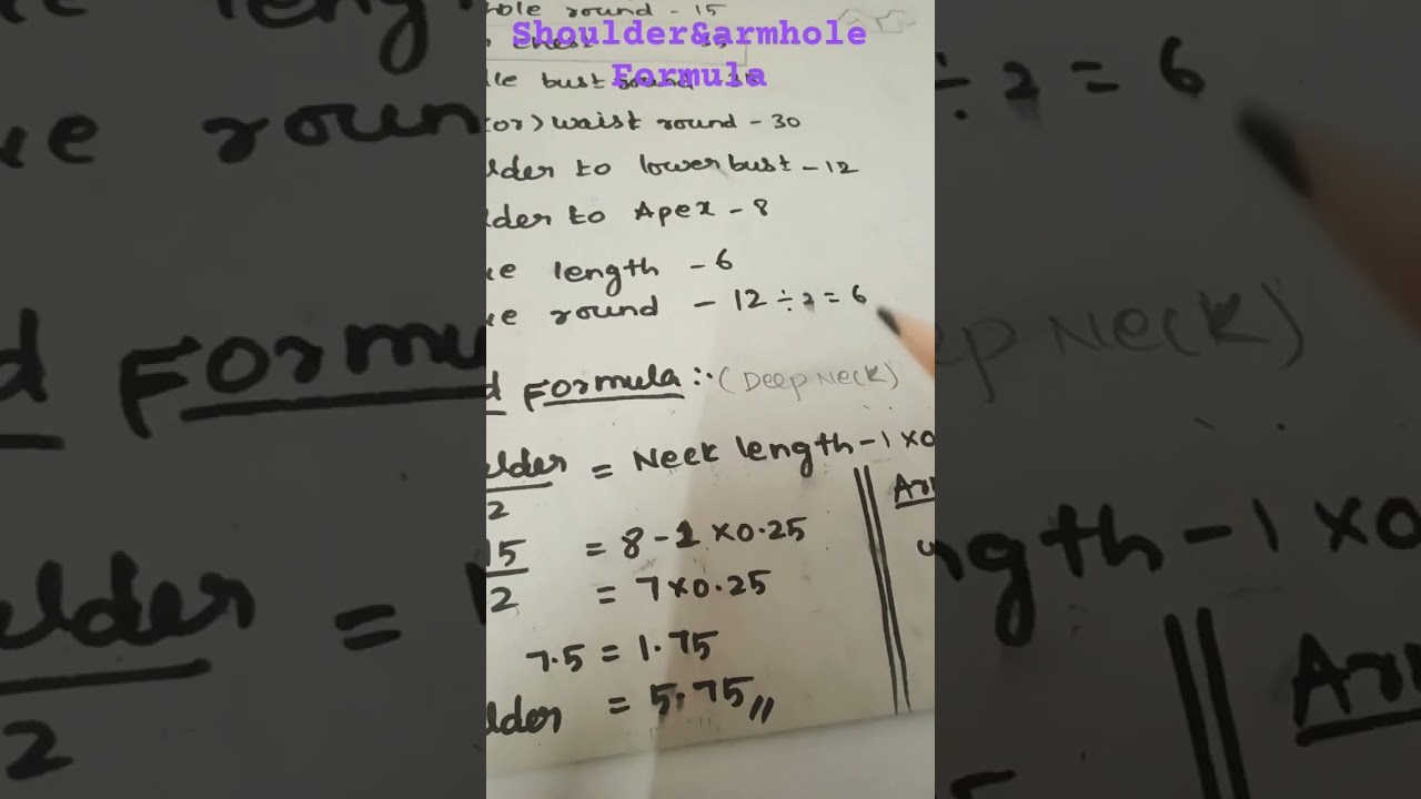 Blouse Shoulder  & armhole formula.....