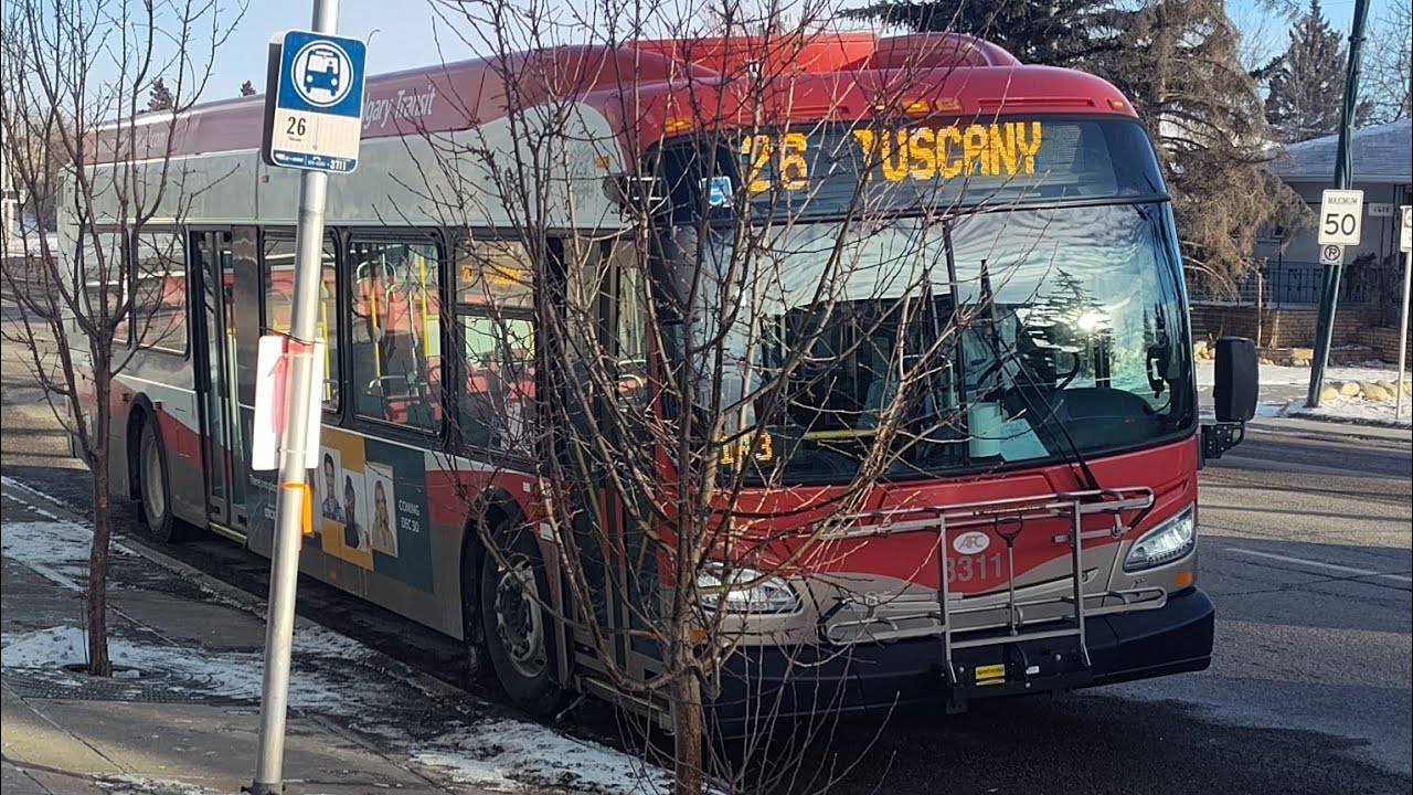 Calgary Transit Route 26 (full bus ride) - Sarcee Crosstown (Tuscany Station to Westbrook Station)