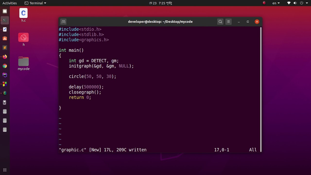How to Install graphics.h on Ubuntu 20.04 LTS and run c/c++ program in terminal |part-2