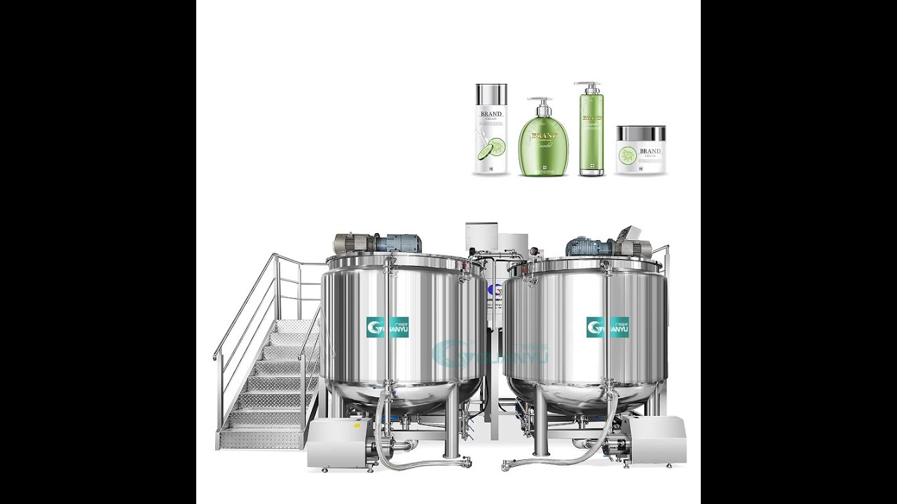 5000L 5t external homogenization combined mixing pot prodution line for factory manufacture cosmetic