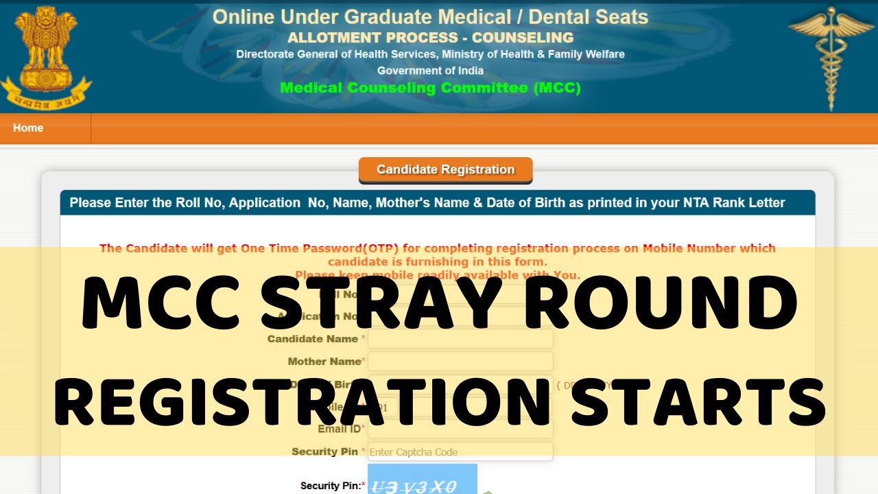 Fresh Registration Starts for MCC Stray Vacancy Round