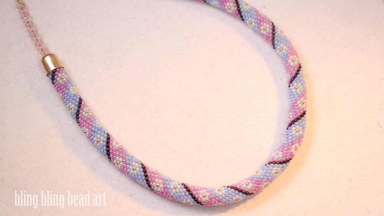 آموزش گردنبند بهار  فقط با منجوق ظریف و شیک و ساده beaded necklace with bloem design, tutorials