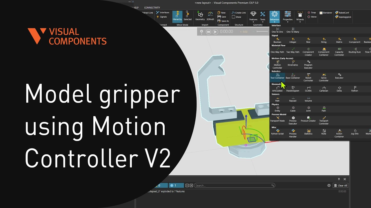 Model a gripper using Motion Controller V2