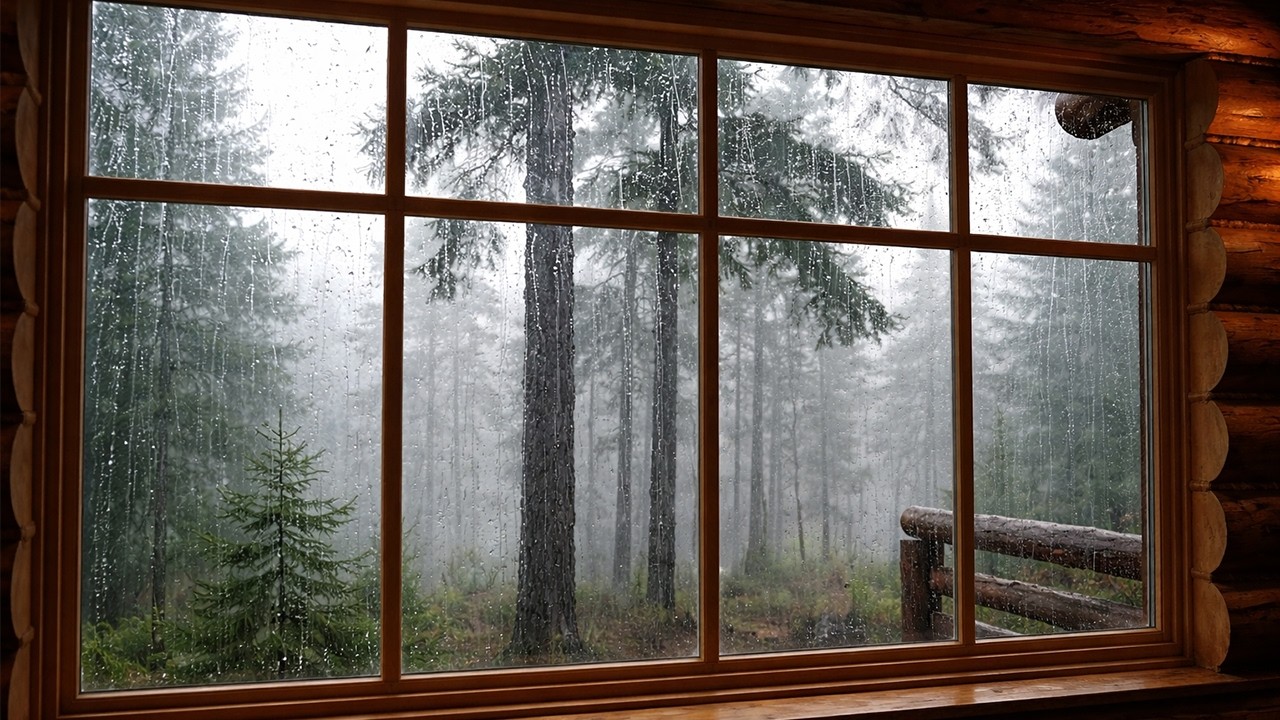 Relaxing Forest Rain Sounds for Sleeping 🌧 (No Ads) | Calming Cabin View Atmosphere for Deep Sleep