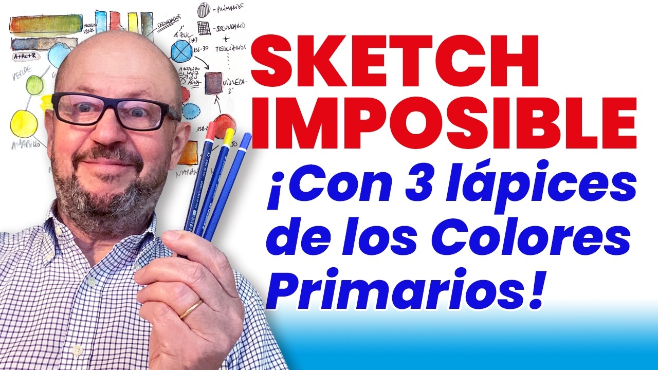 RETO ¿¡1 Sketch con sólo 3 lápices de color. Rojo, Azul y Amarillo!?