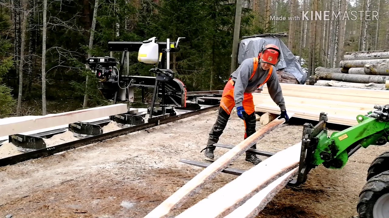 Puutavaran sahausta tukkivannesahalla