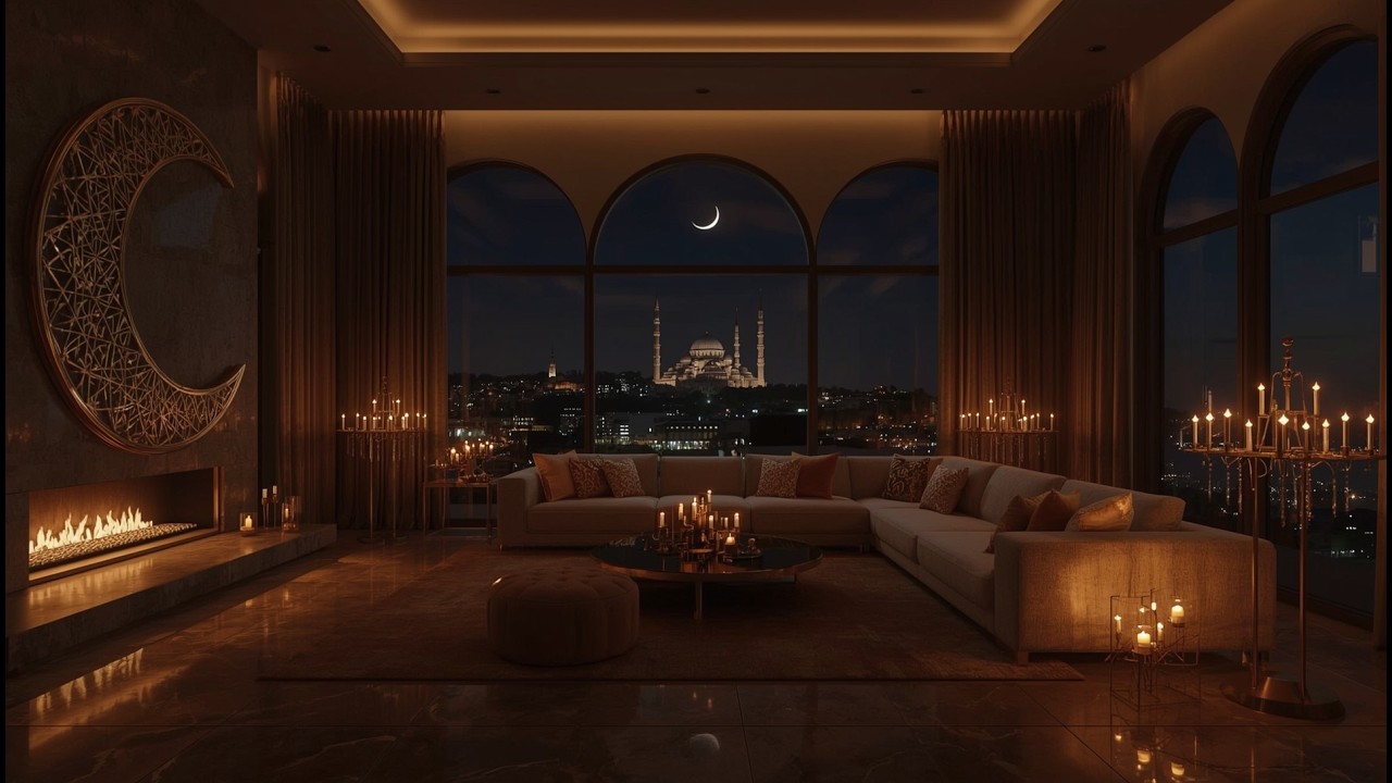 🌙 Ramadan Night Fireplace Live | Cozy Islamic Ambience ✨ Relaxing Fire Sounds 24/7