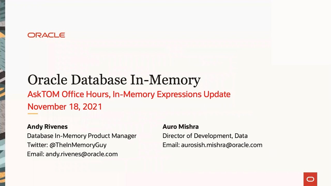 Database In-Memory Expressions Update