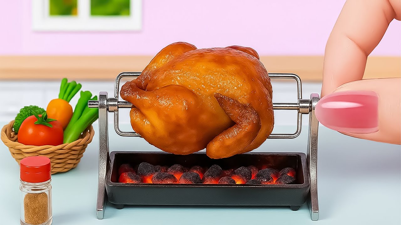 How To Make Miniature Rotisserie Chicken ASMR | Tiny Cooking Recipe