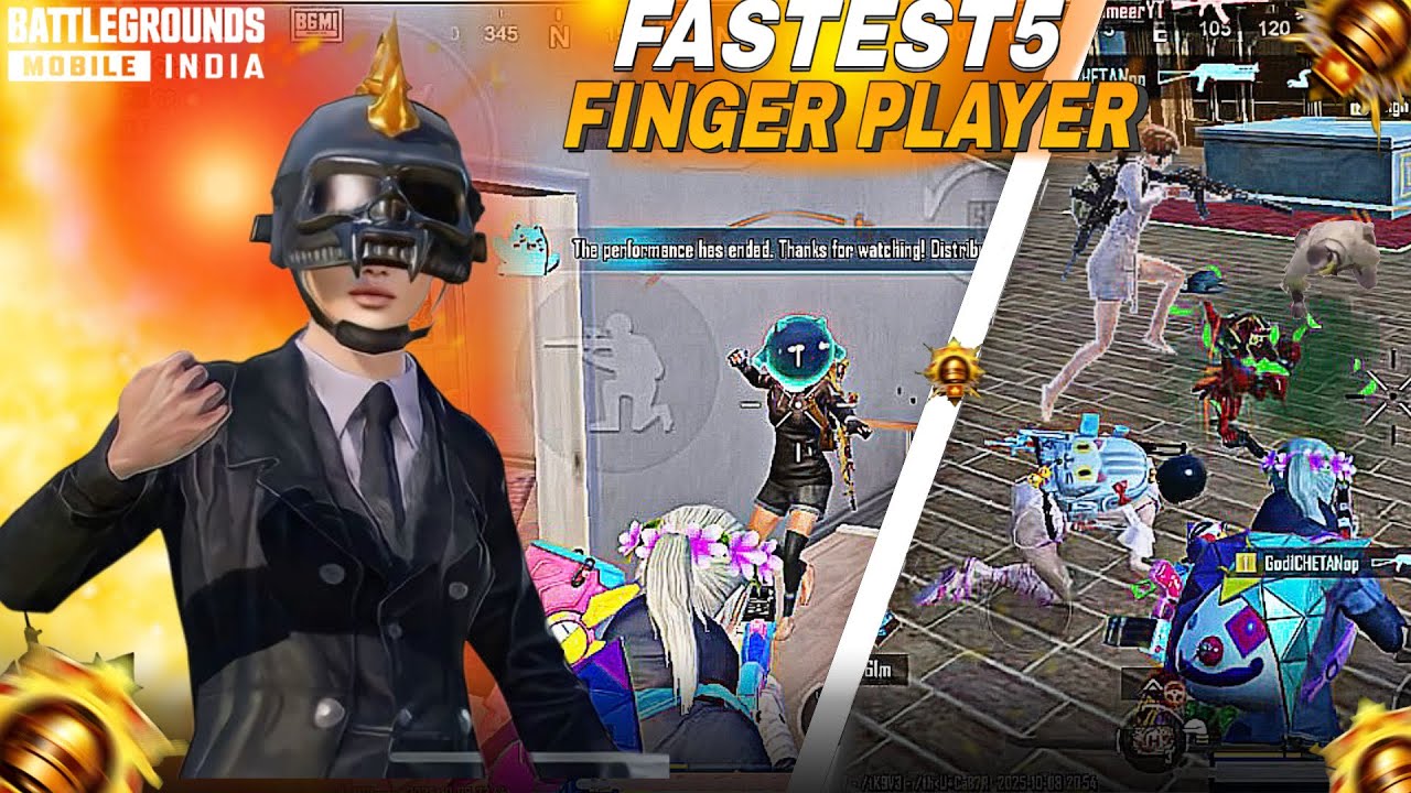 BGMI FASTEST 5 !! FINGER PLAYER!! 🔱 AND 60 FPS 🔱 