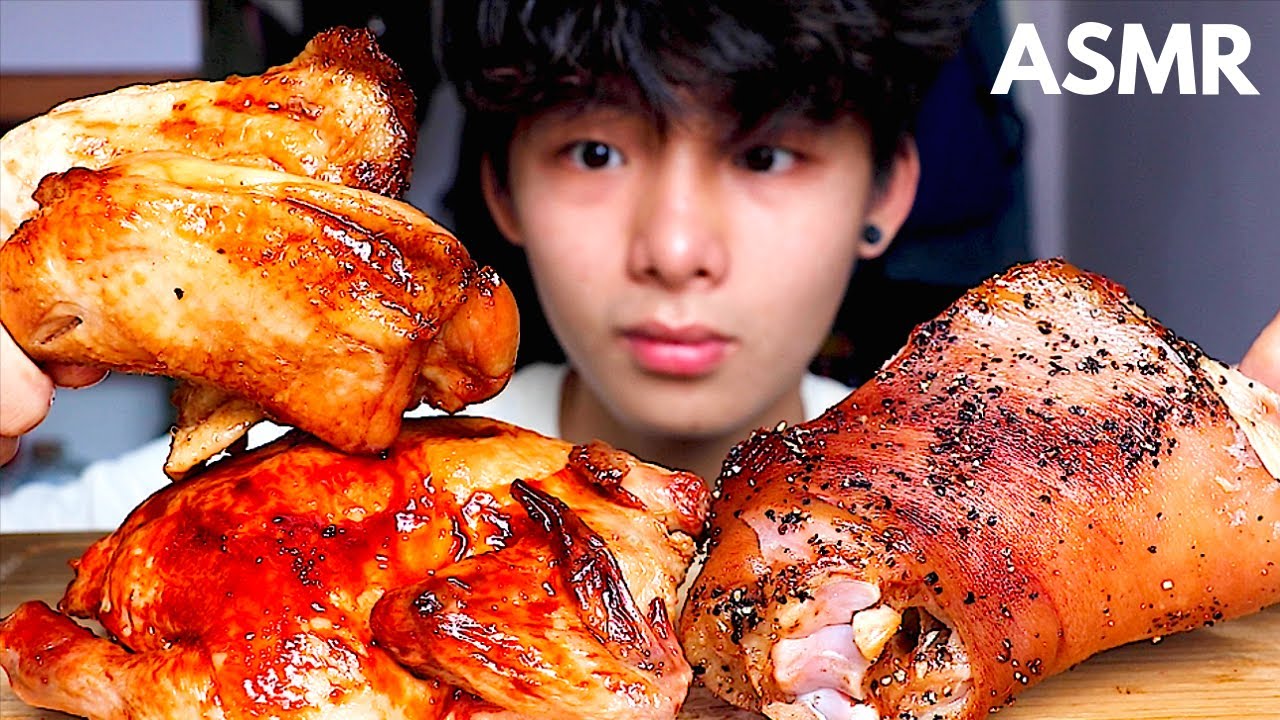 ASMR ROTISSERIE CHICKEN + PORK KNUCLE + DRUMSTICKS (Eating Sound) | MAR ASMR