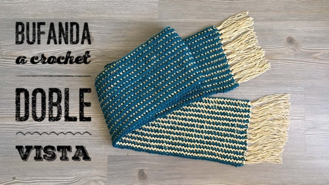 bufanda a crochet para hombre de doble vista