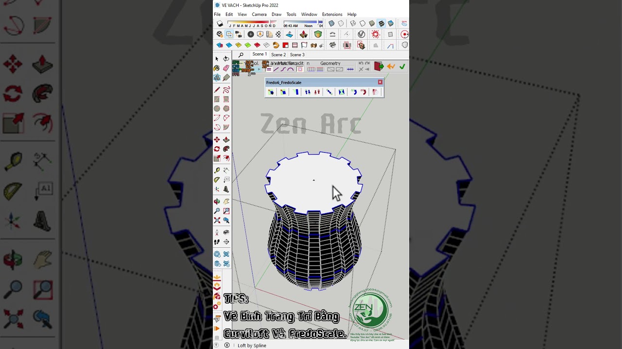 Tips:Vẽ Bình TrangTrí Bằng Curviloft + FredoScale #shorts #youtubeshorts #enscape #sketchup #plugin