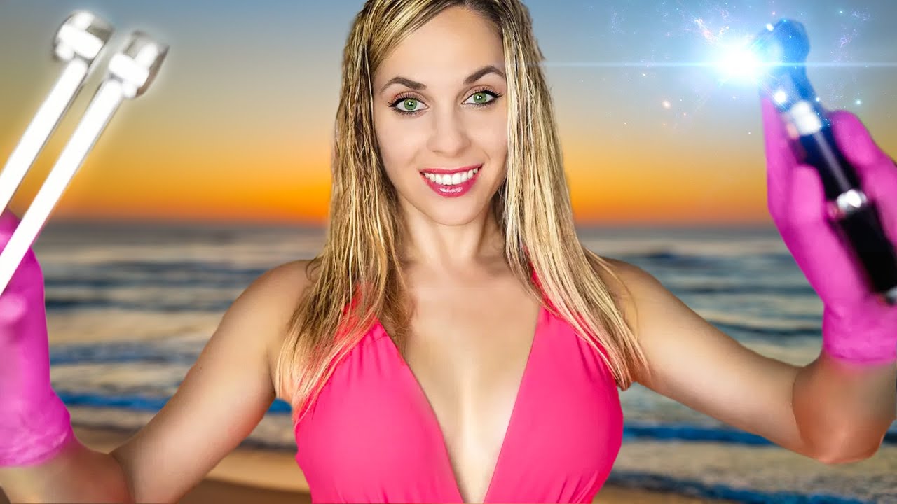 ASMR Intense Ear Cleaning on the BEACH 🌴Relaxing Tuning Fork, Otoscope Exam, Compilation