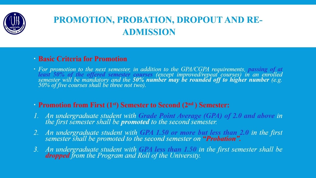 PromotionProbationDropoutRe-Admission#SemesterRules#theUniversityOfHaripur#ExcellenceEducation
