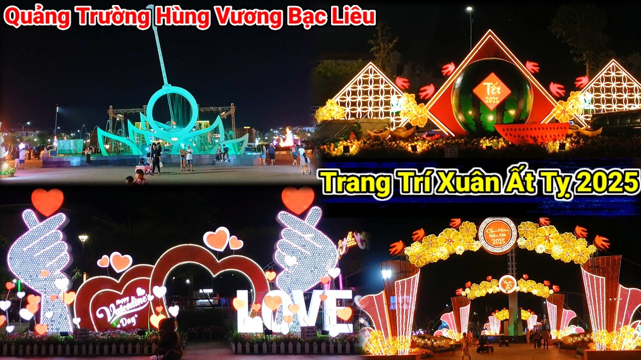 Quảng trường Hùng Vương Bạc Liêu trang trí tiểu cảnh Xuân Ất Tỵ 2025