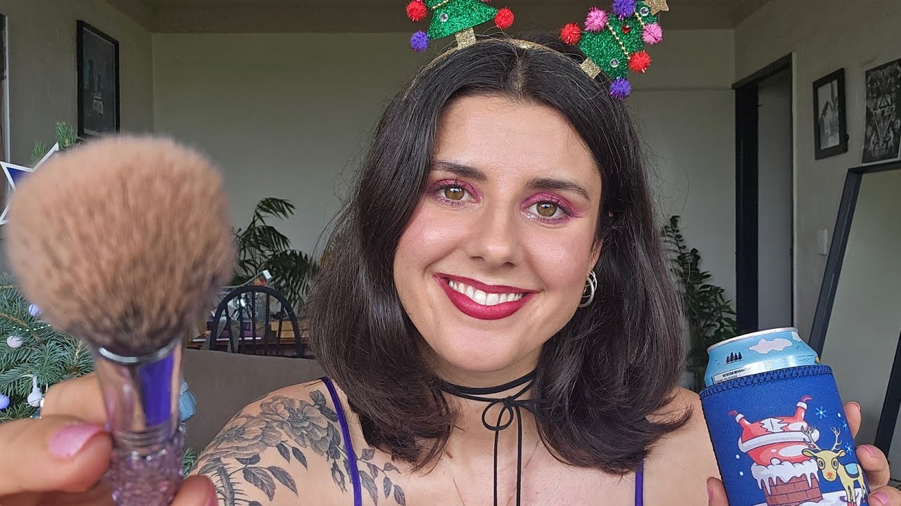 ASMR friend touches up your makeup at a holiday party 🎄💫