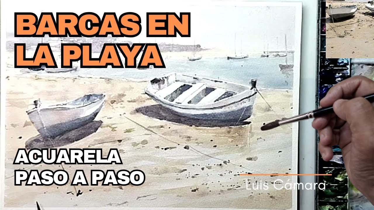 APRENDE A PINTAR BARCAS EN LA PLAYA CON ACUARELA. Tutorial paso a paso.