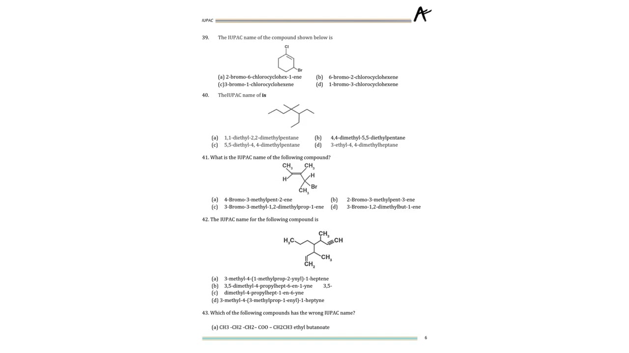 Chemistry- IUPAC practice