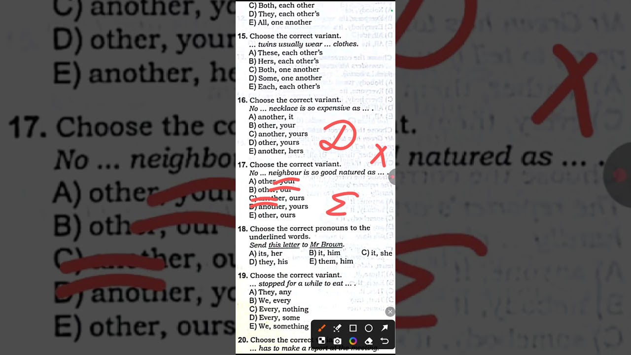 Pronoun, Mixed tests, İngilis dili, yeni toplu 2025