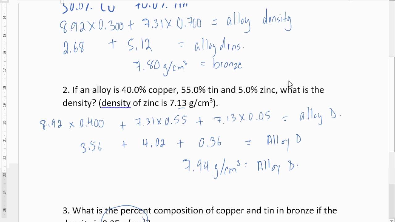 calculating density of alloys