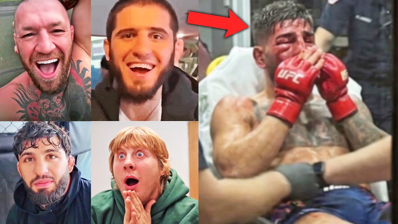 Бойцы UFC празднуют поражение Илии Топурии от Джастина Гаетдже (UFC Белый дом)