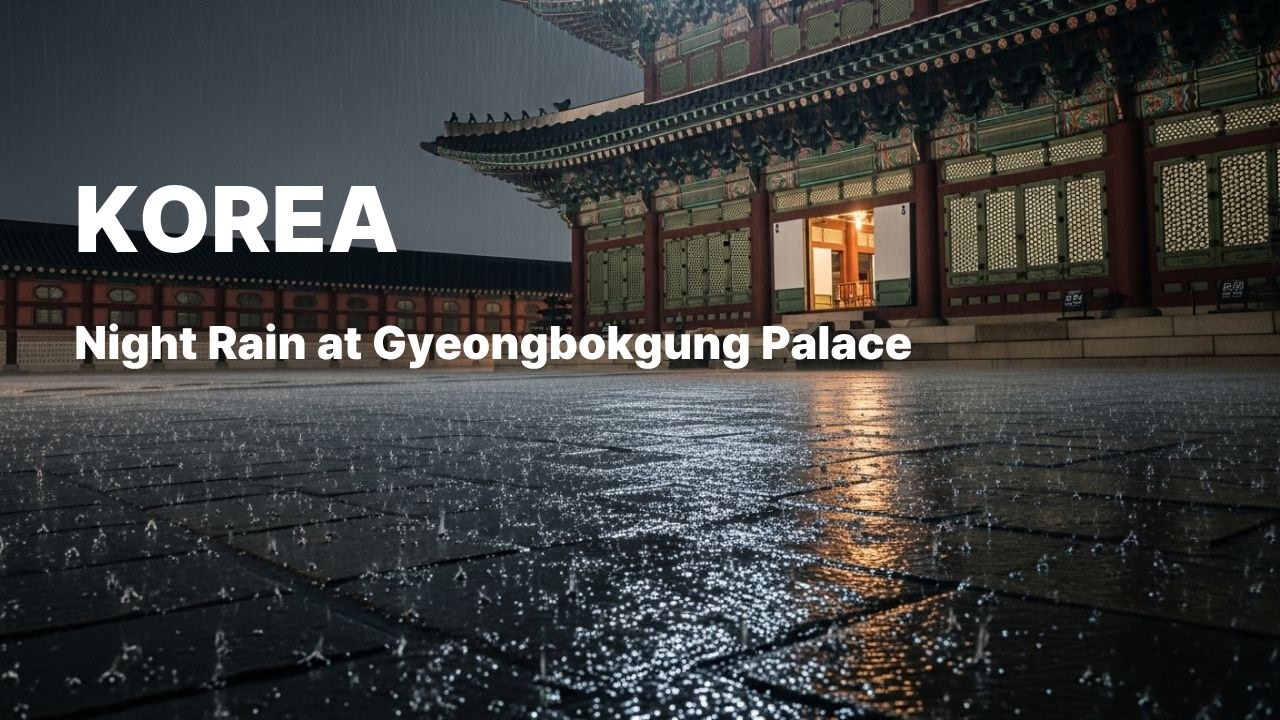 Night Rain at Gyeongbokgung Palace 🌙 No People ASMR / Lluvia en Seúl / 비 오는 밤의 경복궁 고요한 빗소리 수면