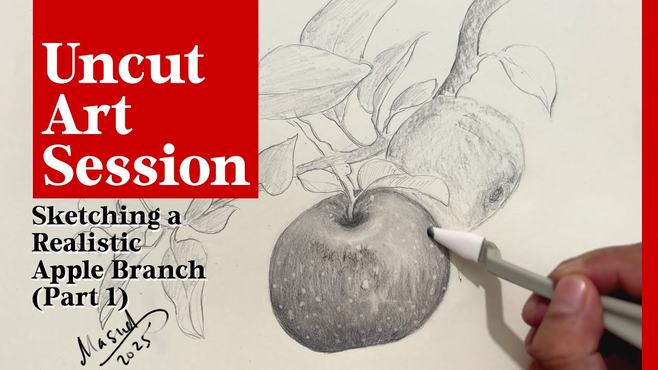 Uncut Art Session: Realistic Apple Branch in Pencil (Part 1)