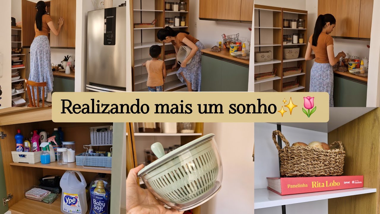 REALIZEI MAIS UM SONHO✨️/Montamos o armário da lavanderia🧺REORGANIZANDO a despensa/e centrífuga nova