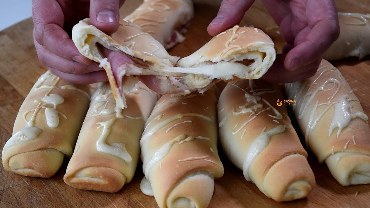 Peciva sa slanim preljevom punjena &scaron;unkom i sirom Ham and Cheese Rolls Buns - Sa&scaron;ina kuhinja