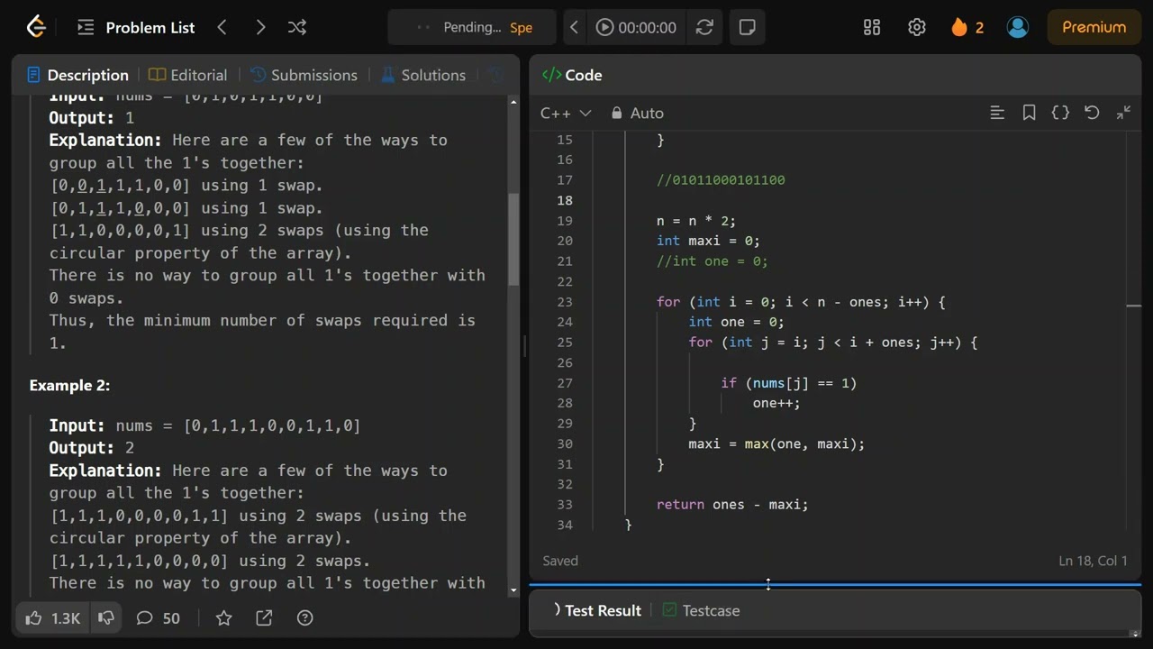 2134  Minimum Swaps to Group All 1's Together II