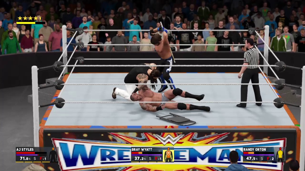 WWE 2K17 AJ VS Bray VS Randy Triple Threat Extreme Rules WWE World Heavyweight Title