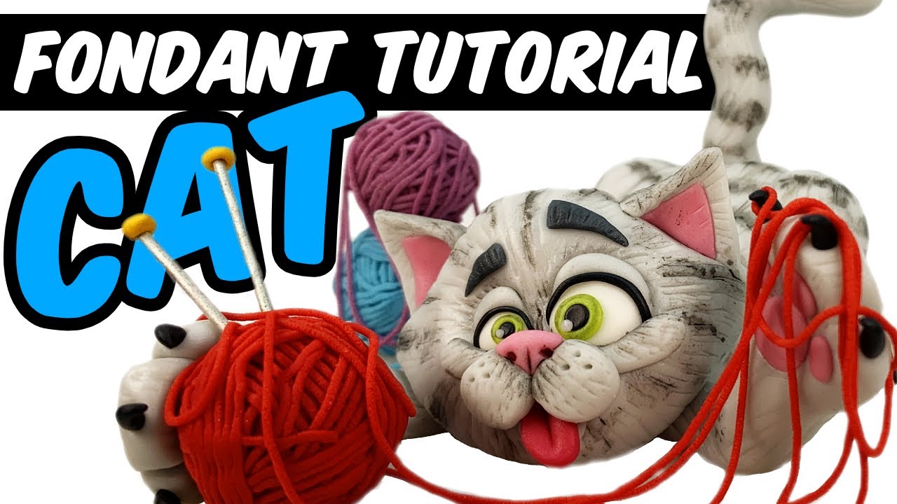 How to make a FONDANT CAT | cake topper | fondant animal