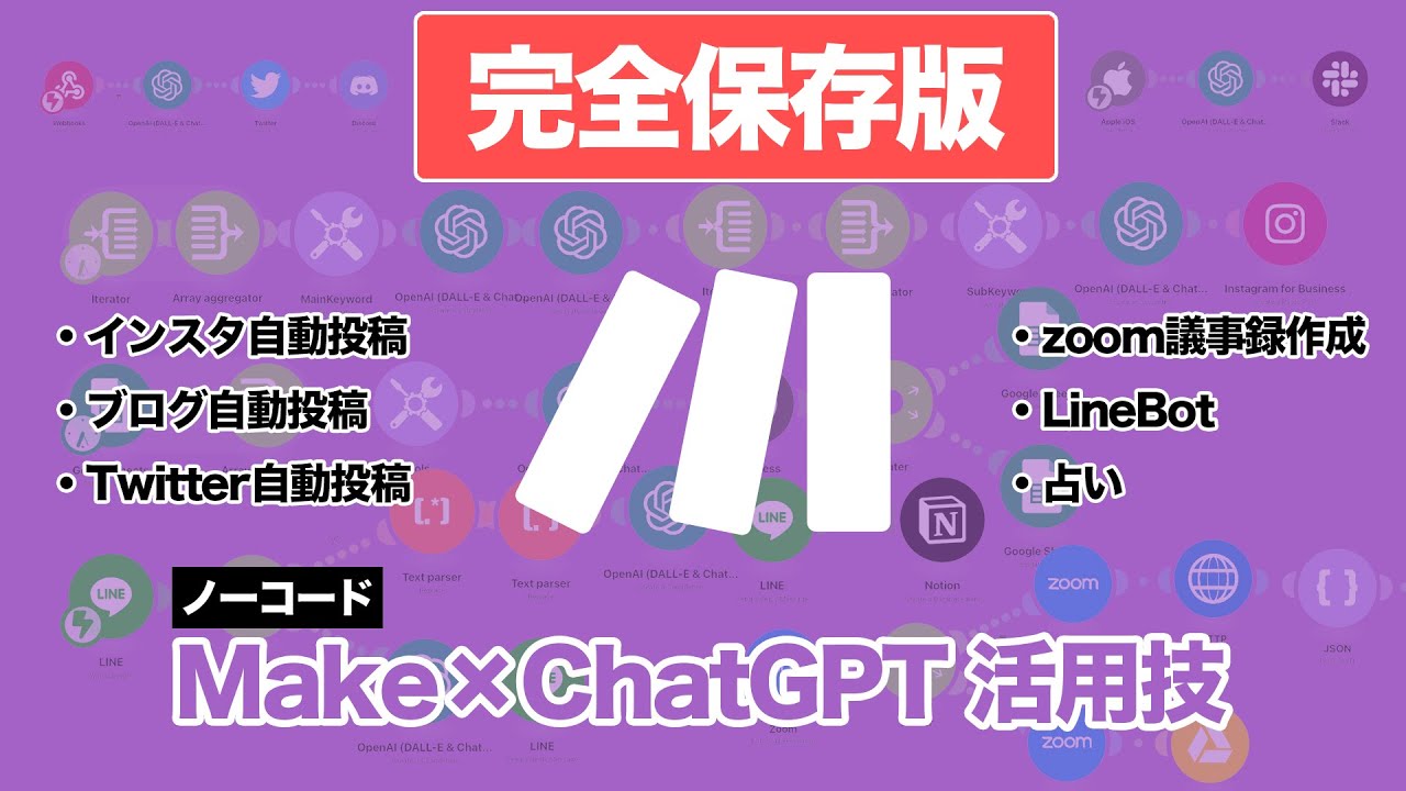 【ノーコードで自動化】make×ChatGPTで自動化する最強テンプレート6個【有料級・完全保存版】#chatgpt #ai #make #ノーコード #make使い方 #integromat