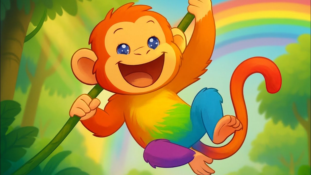 🌈 Rainbow Monkey Song 🐒 | Fun Color Learning Song for Kids