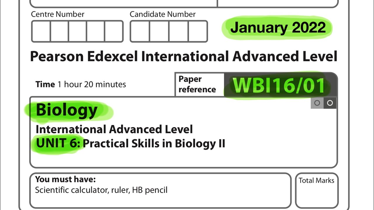 Pearson Edexcel International, курс биологии уровня A, 6 января 2022 г.