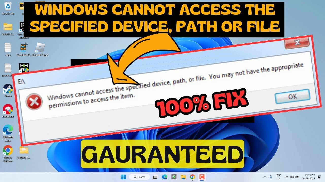 Windows не может получить доступ к указанному пути устройства или файлу. Исправление
