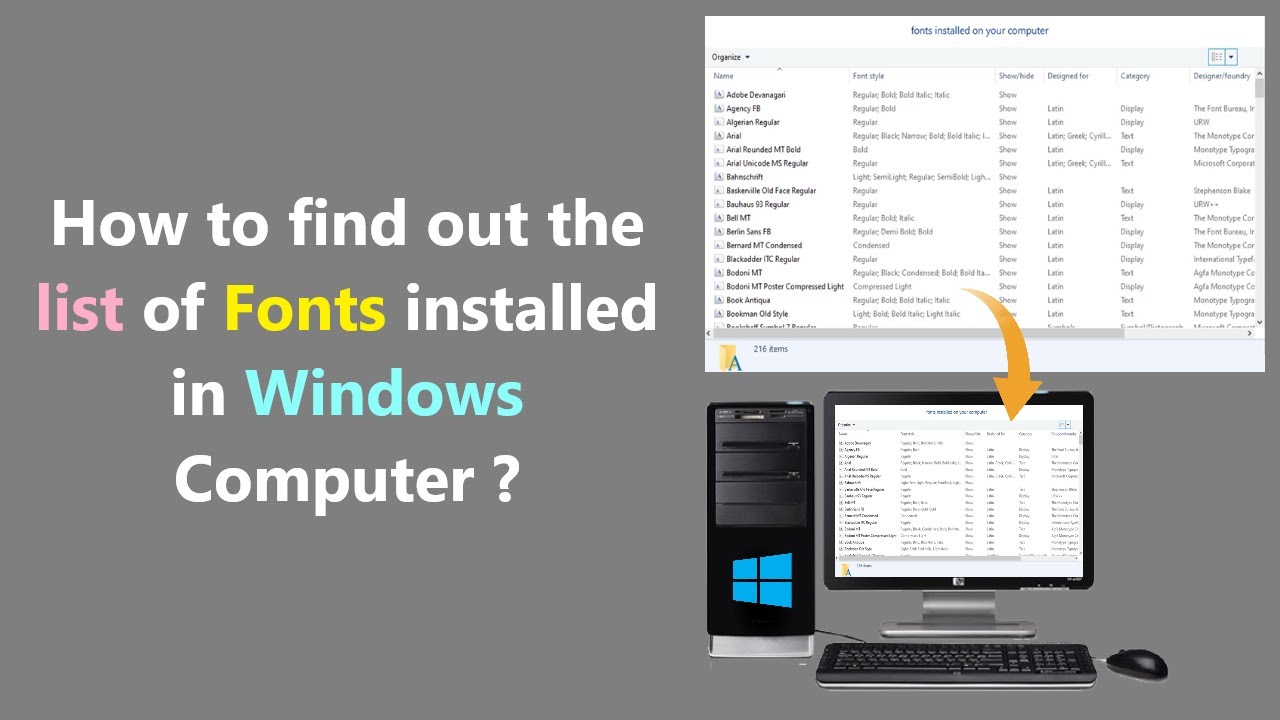 Как узнать список шрифтов, установленных на компьютере с Windows?