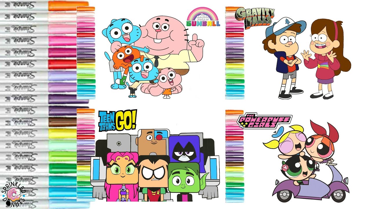 Coloring Book Compilation Gravity Falls Powerpuff Girls Teen Titans Go Amazing World of Gumball