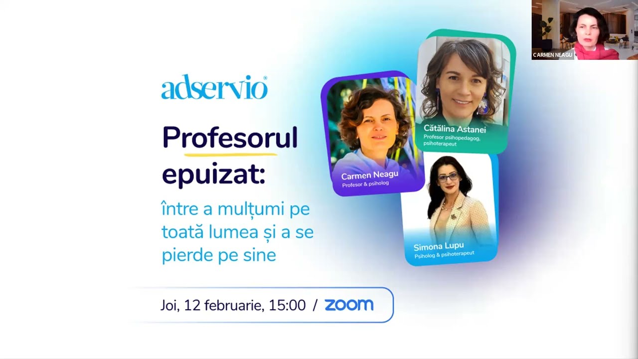 Webinar Profesorul epuizat: între a mulțumi pe toată lumea şi a se pierde pe sine