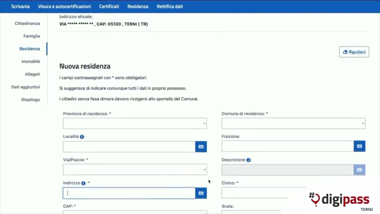 Digipass - Tutorial Cambio di residenza