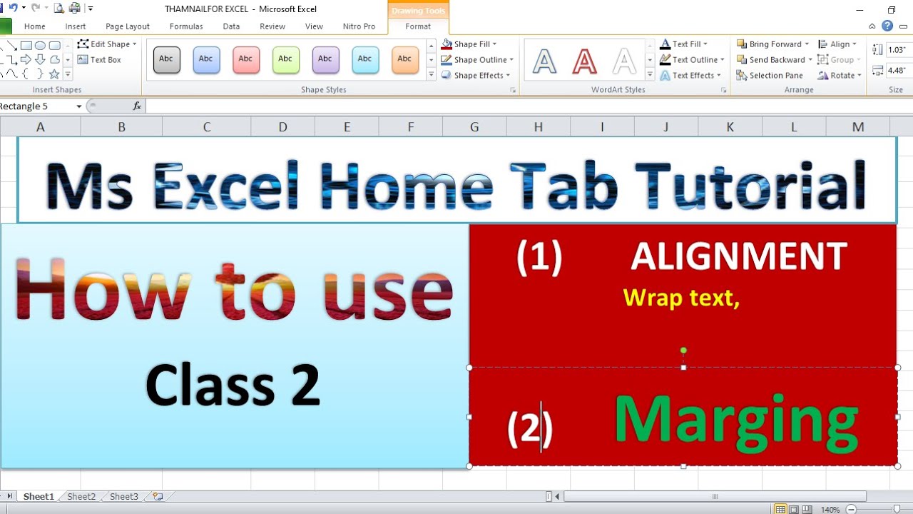 MS Excel Home Tab Tutorial| How to use Alignment in Ms Excel| How to cell Margin in MS Excel||