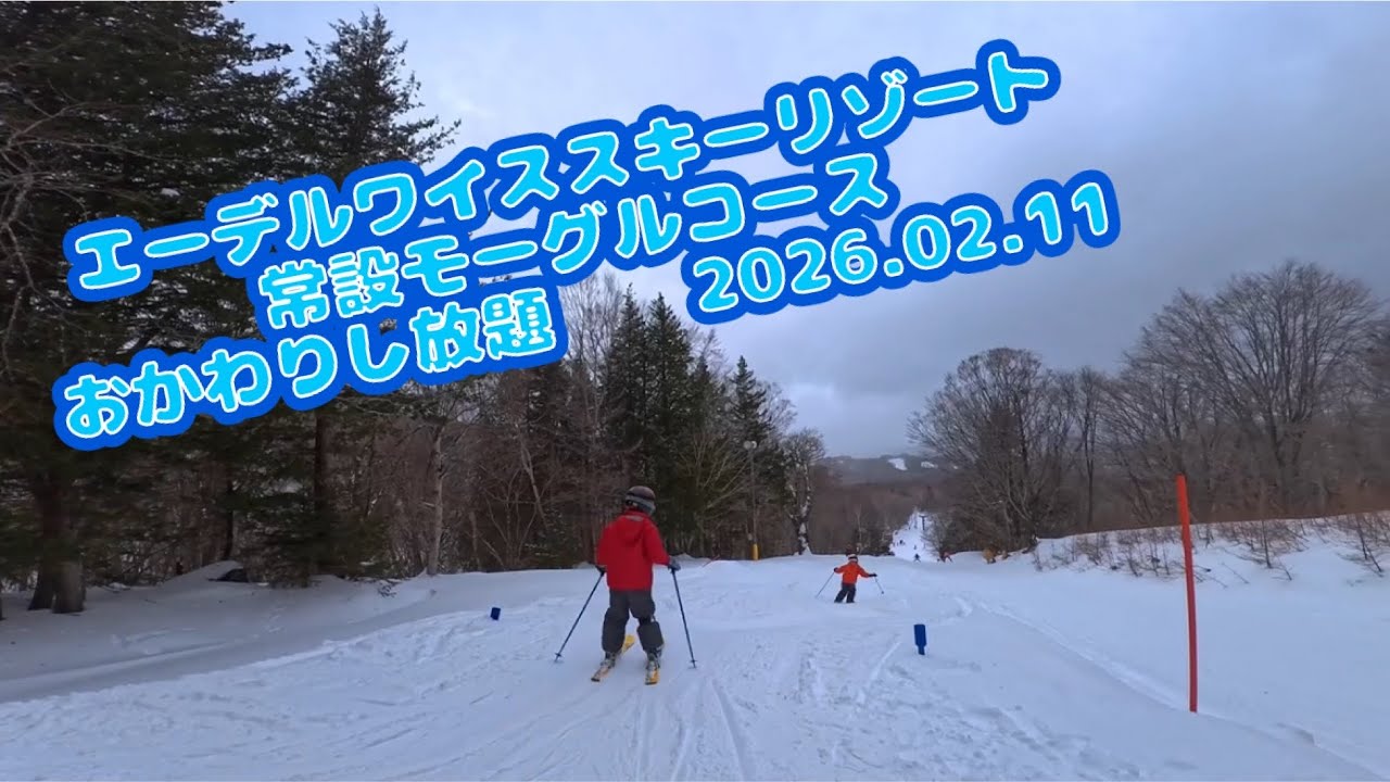 エーデルワイスキーリゾート　2026.02.11 モーグルコースでひたすら練習　初心者🔰とファミリーにおすすめのスキー場