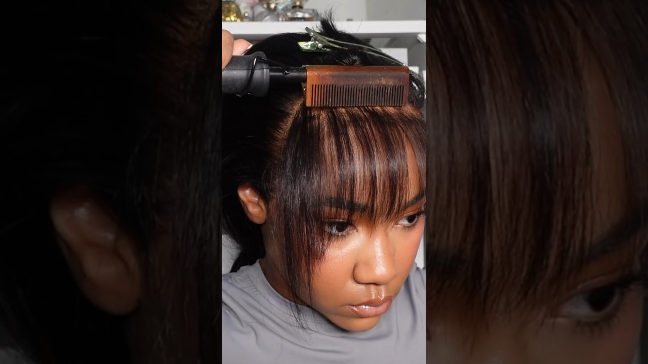 FRINGE BANGS ON A LACE FRONTAL ✂️💇🏾&zwj;♀️ @AshimaryHair  #wiginstall #shorts #lacefrontal